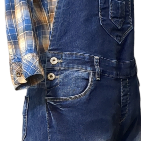 CORAL Blue Denim Overalls Dark Wash size 34 - Picture 6 of 14